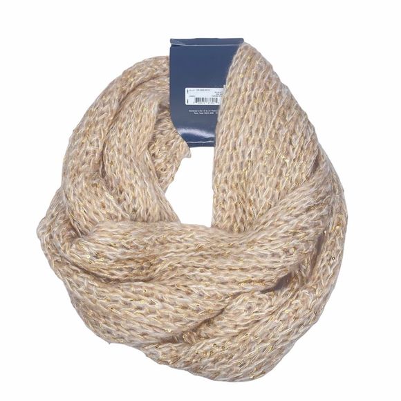 Chunky Knit Beige Infinity Scarf - Picture 2 of 2